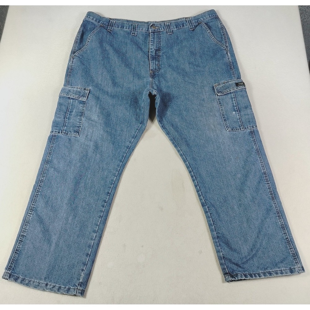 Wrangler Men's Cargo Jeans 44x30 Relaxed Fit Denim 6 Pocket Utility Blue